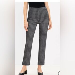 Loft Pull On Straight Pants Plaid Ponte Size medium